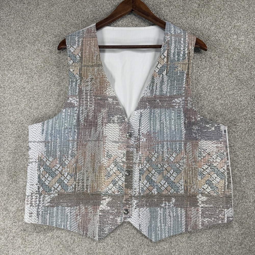 Men's Tapestry Suit Vest Southwestern Pastel Abstract Boho Distressed 48 XL